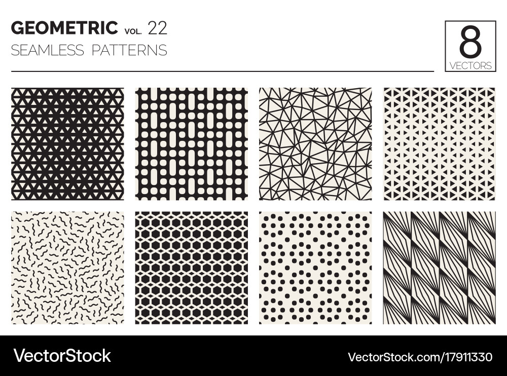 Minimal geometric seamless patterns set vector image