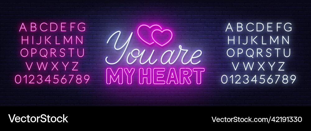 Neon Heart Quote on Brick Wall Vector Image