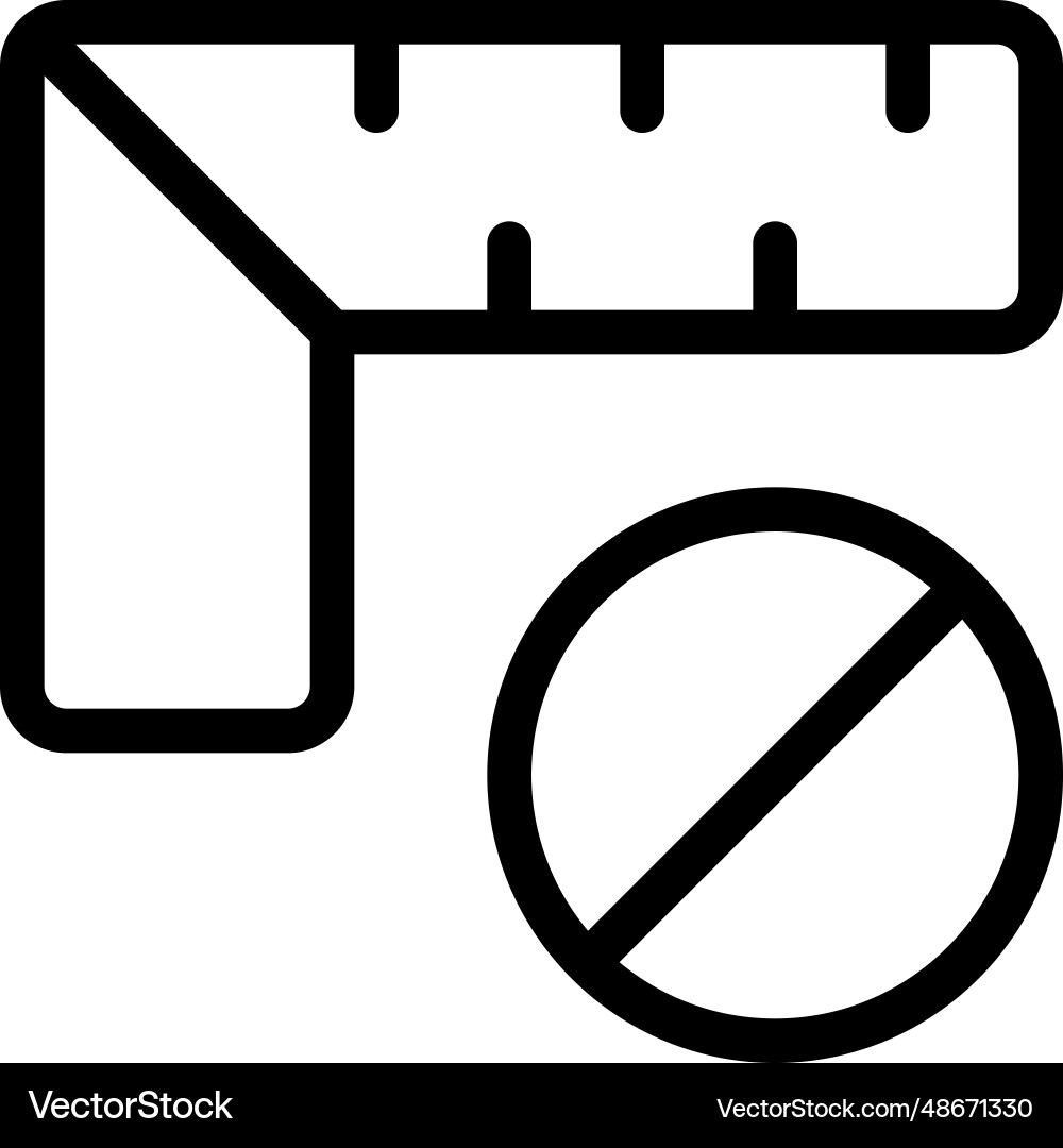 Not authorized to measure with corner ruler vector image