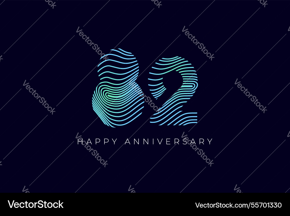 Numeric design with line curve 82th happy Numeric design with line curve 82th happy vector image
