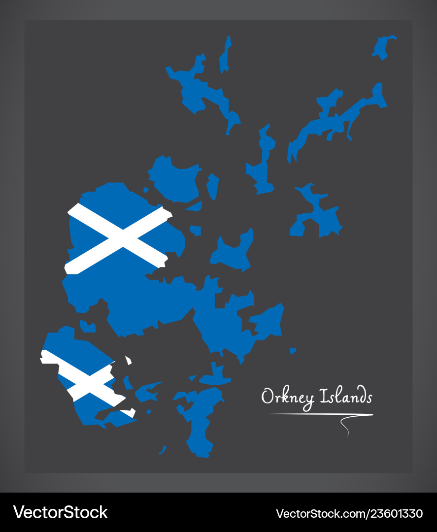 Orkney islands map with scottish national flag Orkney islands map with scottish national flag vector image