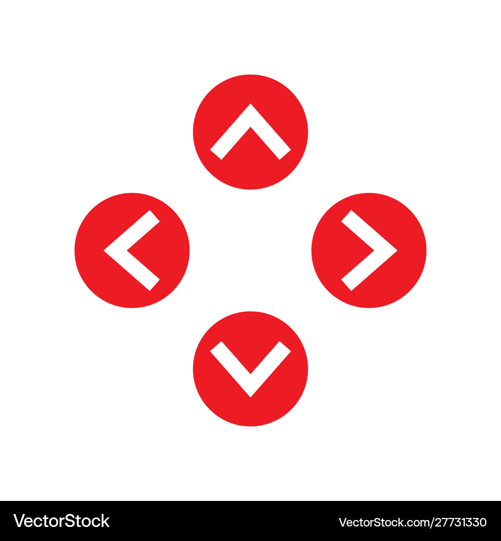 P down right left arrows set in circles P down right left arrows set in circles Vector Image