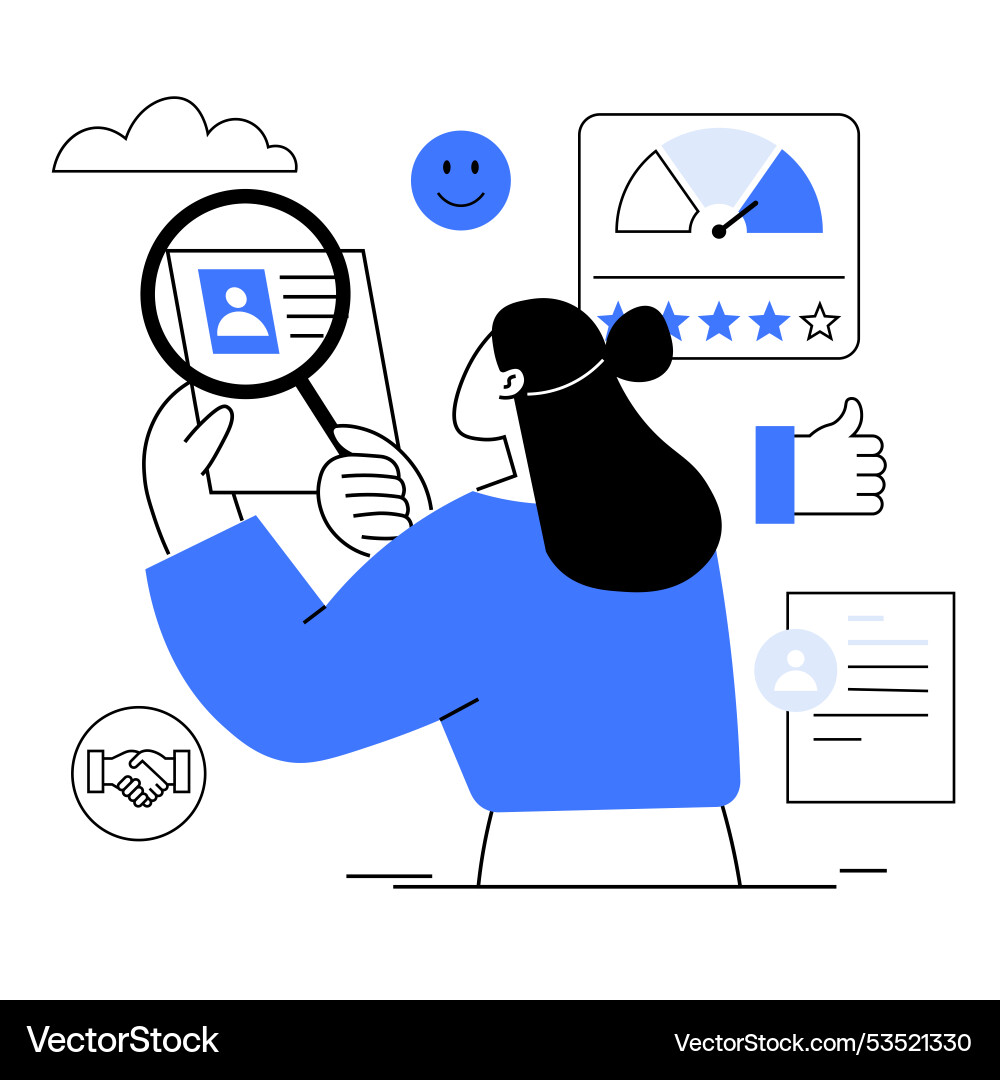 Person analyzing a resume with performance metrics Person analyzing a resume with performance metrics vector image