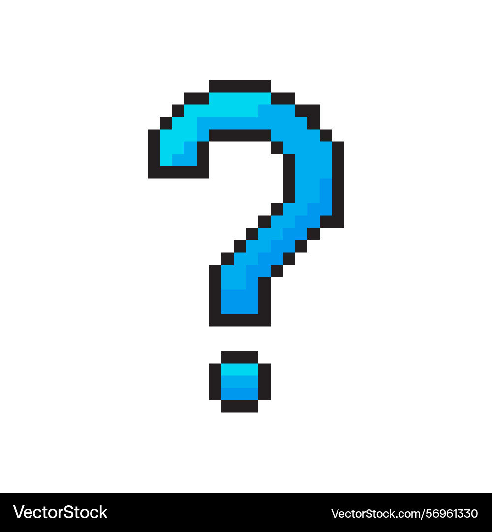 Pixel question mark blue 8 bit style retro Pixel question mark blue 8 bit style retro vector image