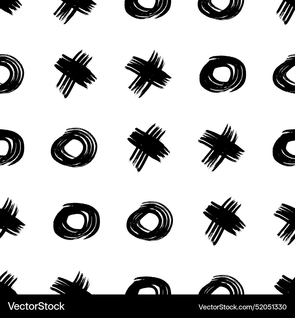 Seamless pattern with sketch cross and circle Seamless pattern with sketch cross and circle Vector Image