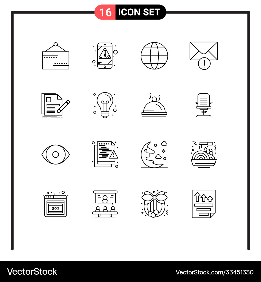Set 16 outlines on grid for pen file world Vector Image