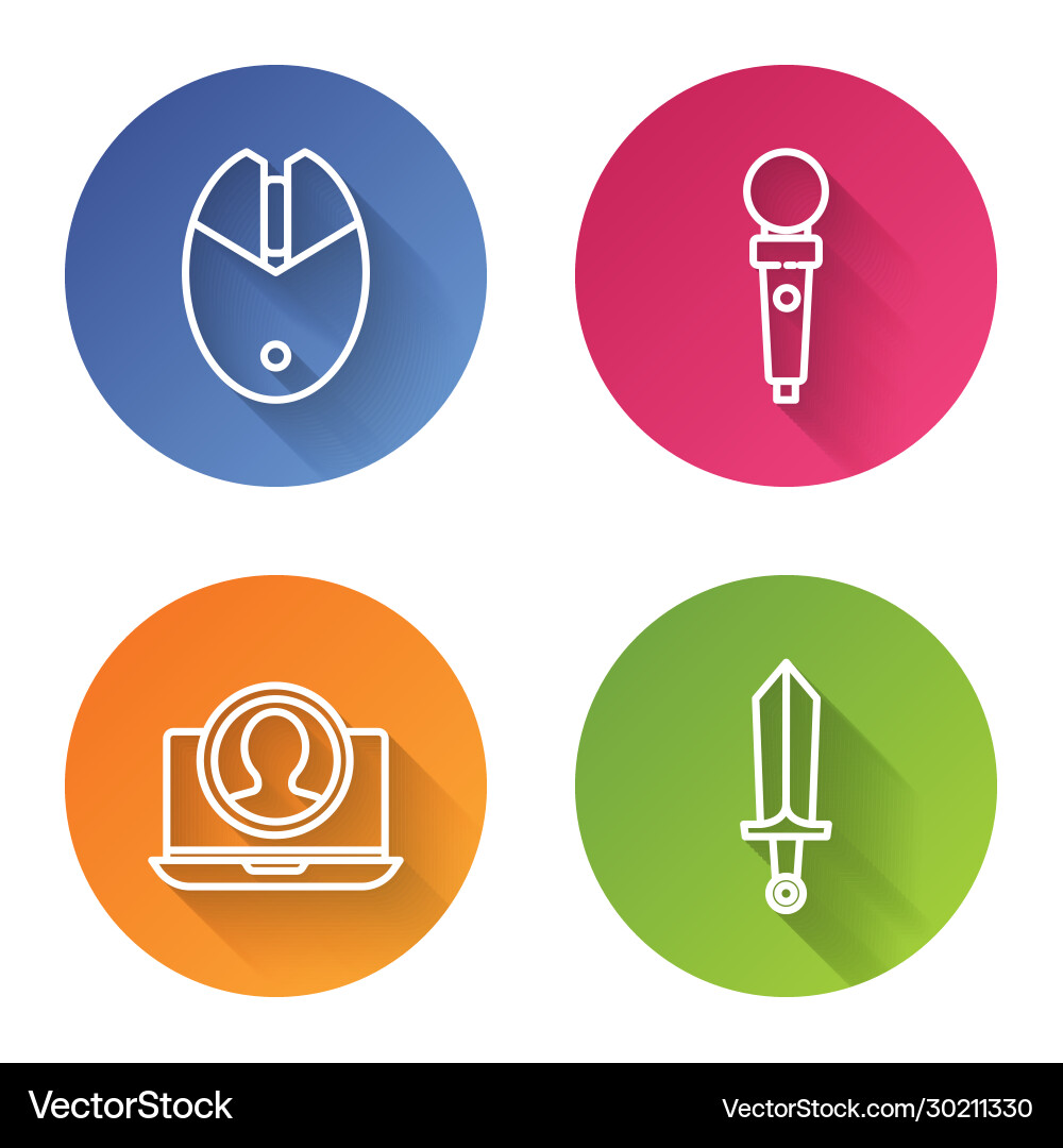 Set line computer mouse gaming joystick Set line computer mouse gaming joystick vector image