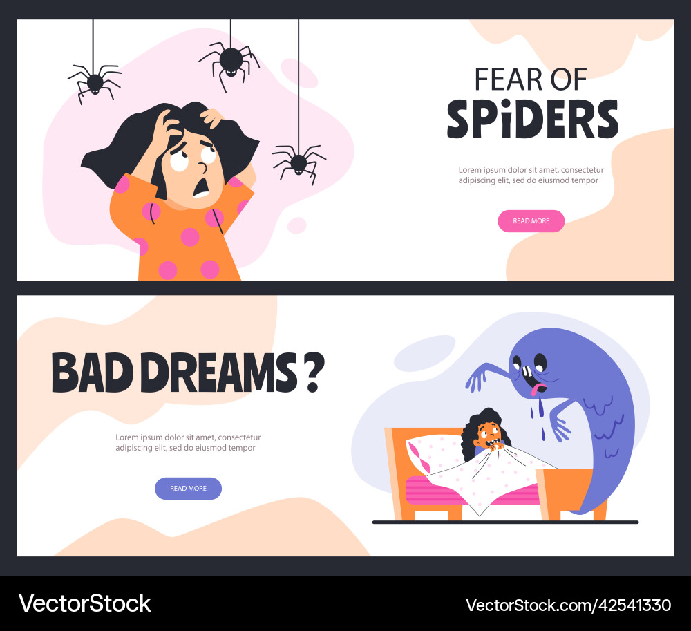 Set of website banner templates about child fear Set of website banner templates about child fear vector image