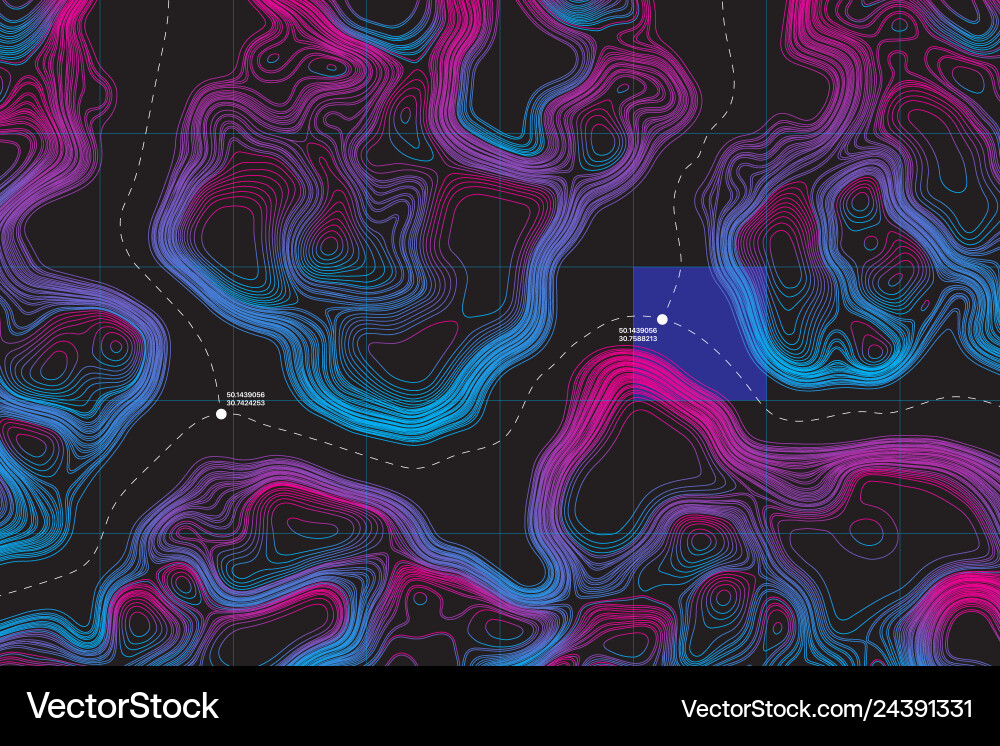 Alien Topographic Map - Route & Coordinates Vector Image