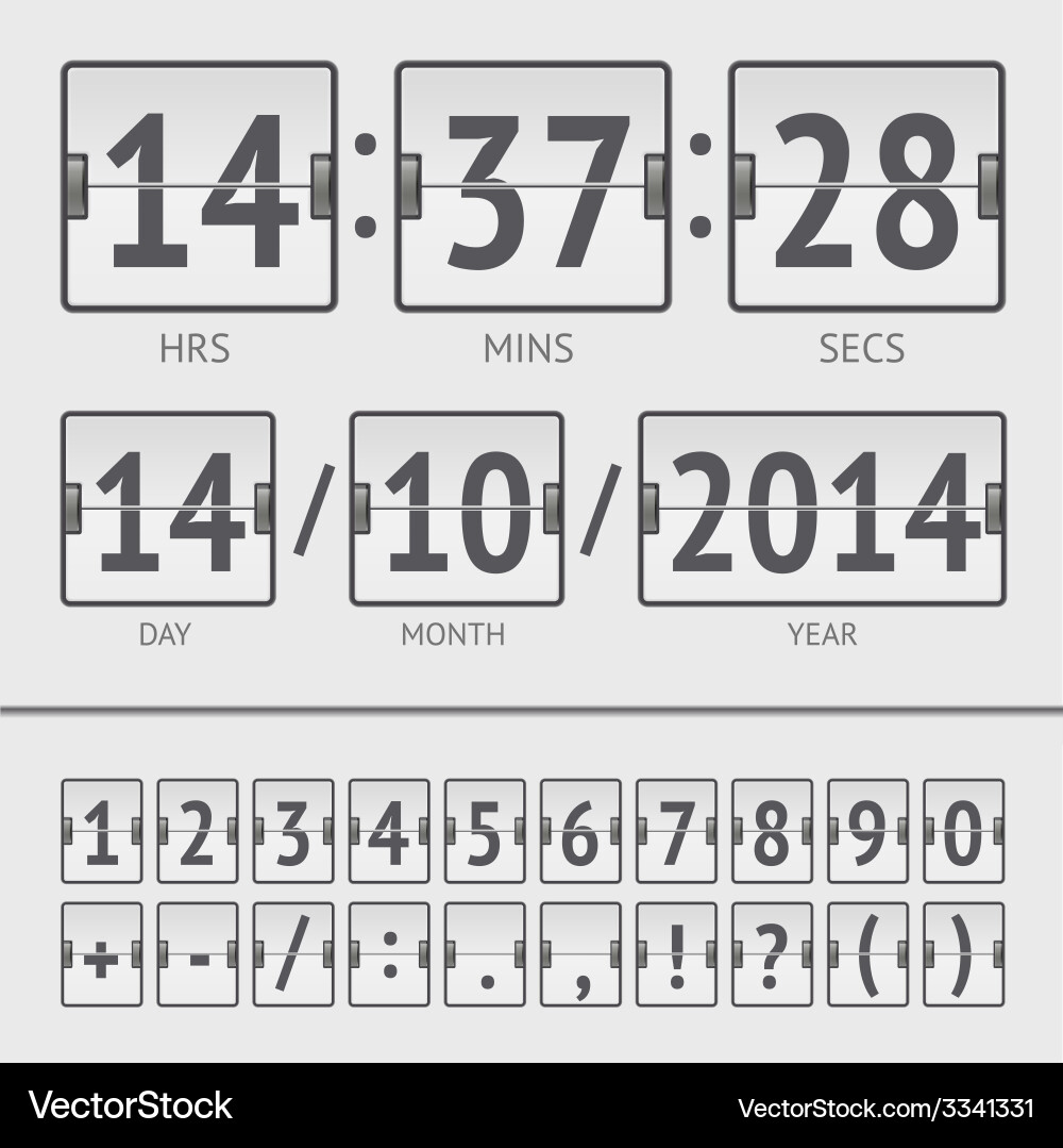 Analog black scoreboard digital week timer vector image