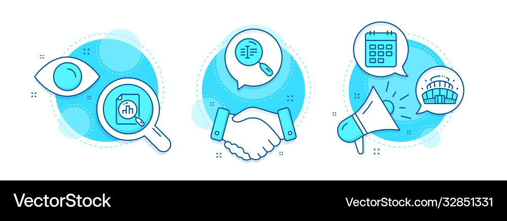 Analytics graph search text and arena stadium vector image