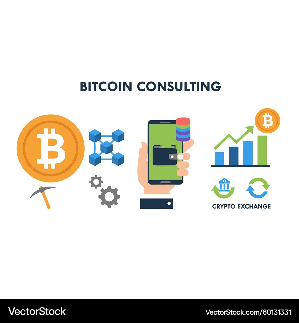 Bitcoin Consulting Flat Web Banner – Royalty-Free Vector | VectorStock