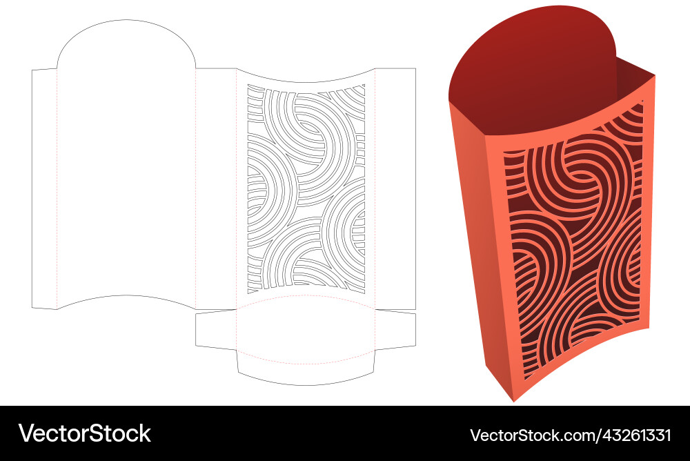 Bread container with stenciled curved line die Bread container with stenciled curved line die Vector Image