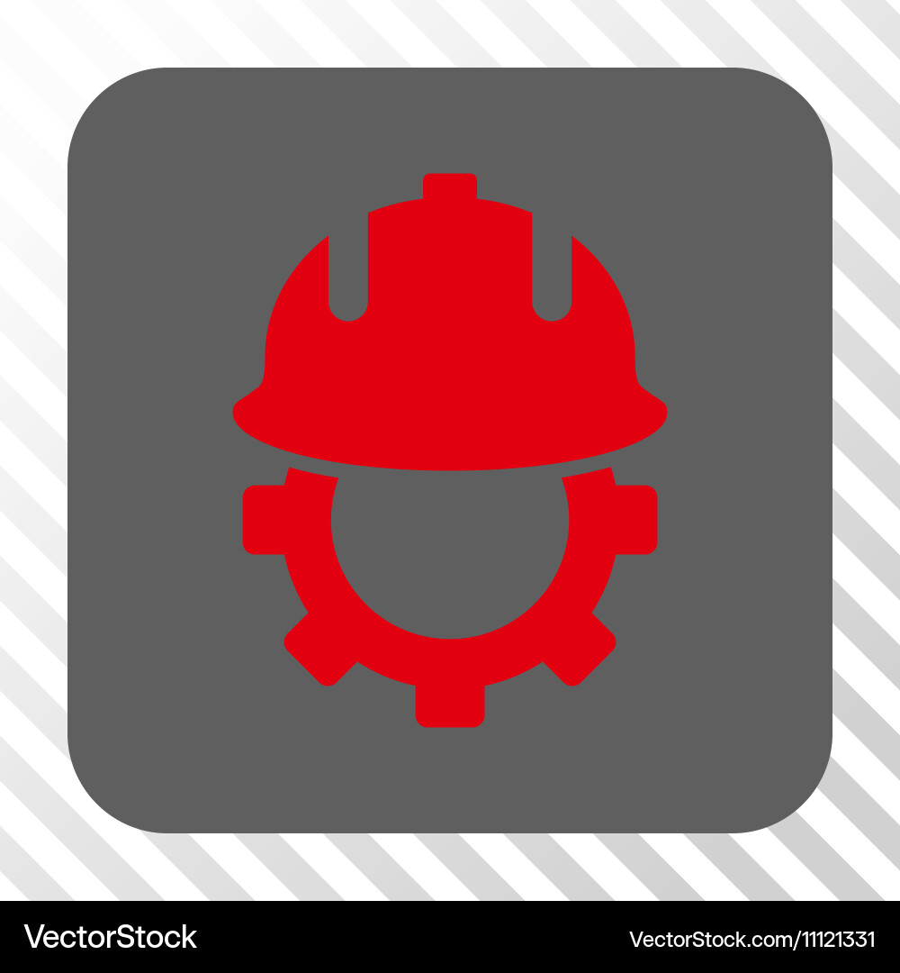 Development helmet rounded square button vector image