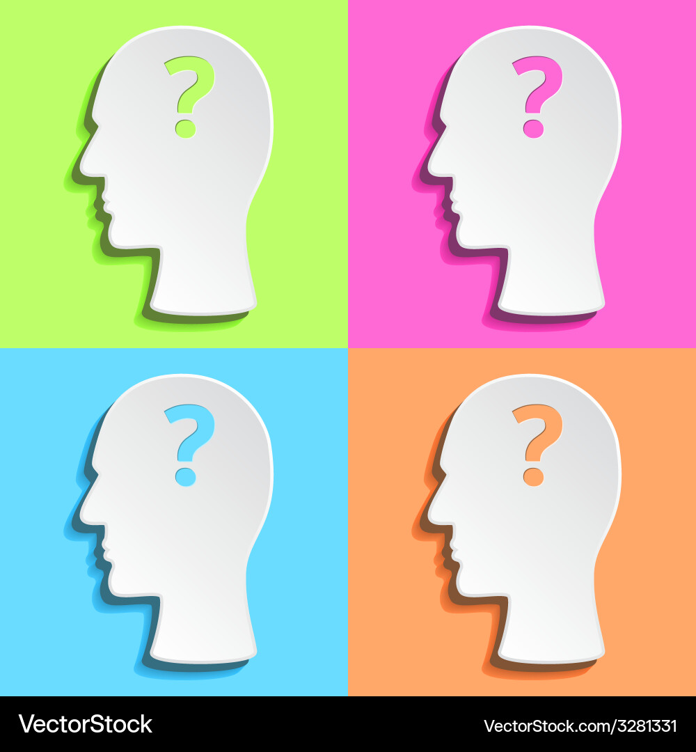 Flat mans head with question mark inside vector image