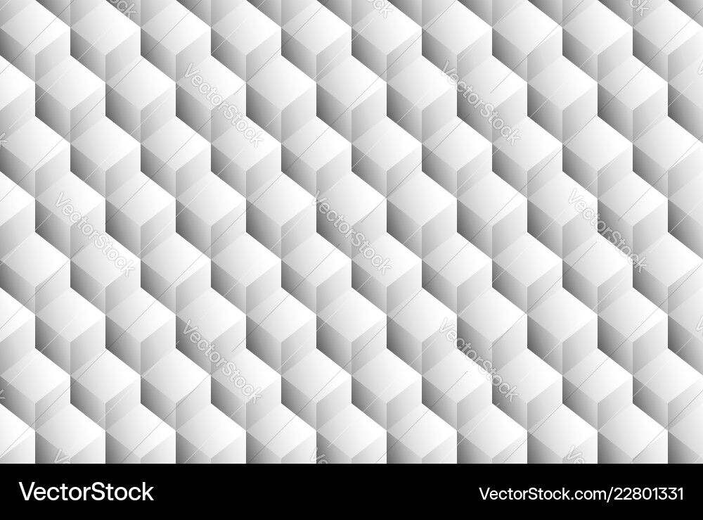 Grayscale 3d cubes minimal repeatable pattern Grayscale 3d cubes minimal repeatable pattern vector image