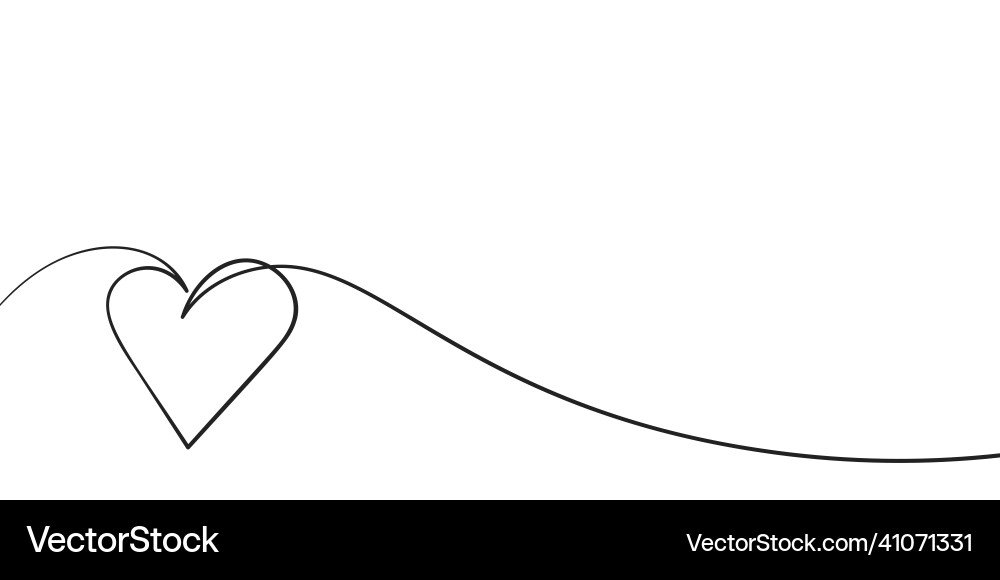 Heart shape wave continuous one line drawing Heart shape wave continuous one line drawing vector image