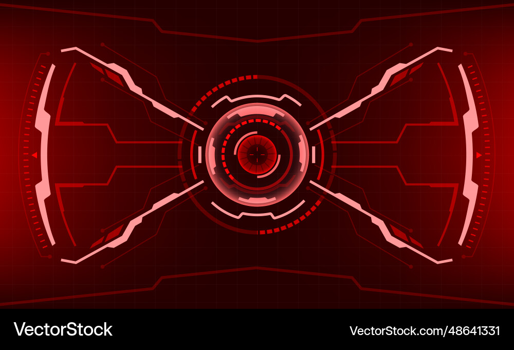 Hud sci-fi interface screen view red geometric Hud sci-fi interface screen view red geometric Vector Image