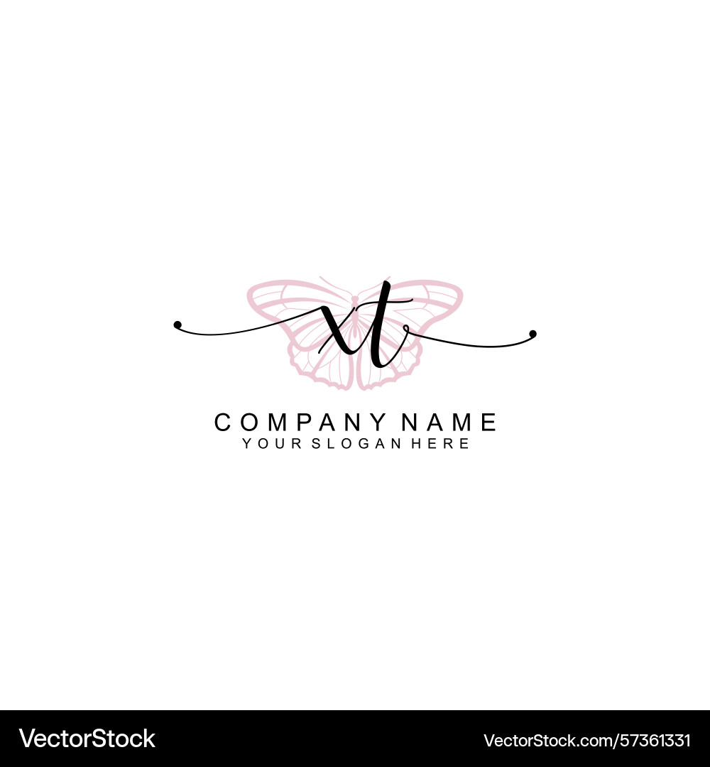Minimalist handwritten xt initial logos with soft Vector Image