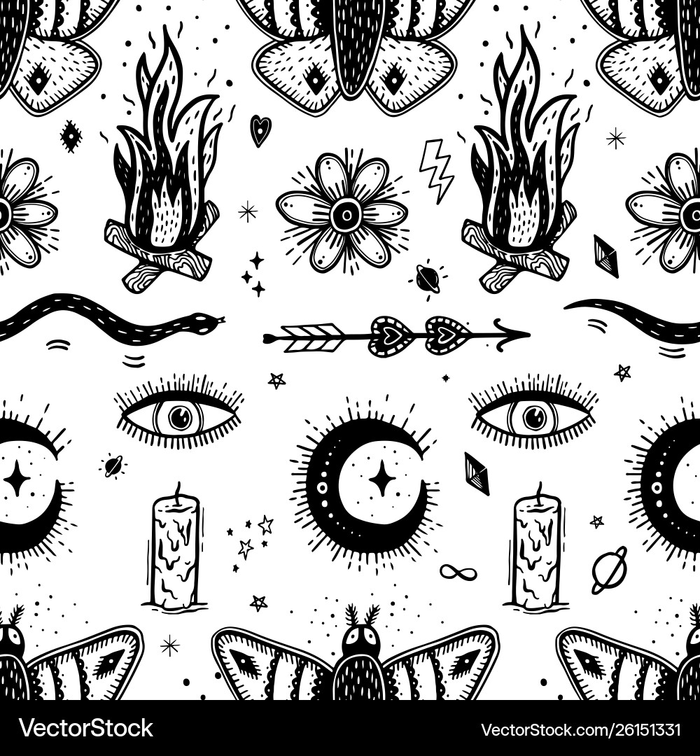 Seamless pattern with magical mystical Seamless pattern with magical mystical vector image