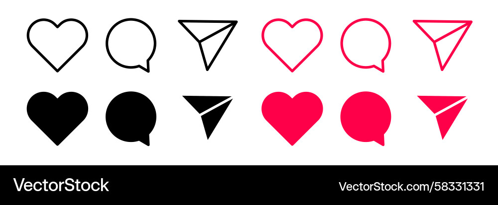 Send, Like, Comment Icon Set Vector Image
