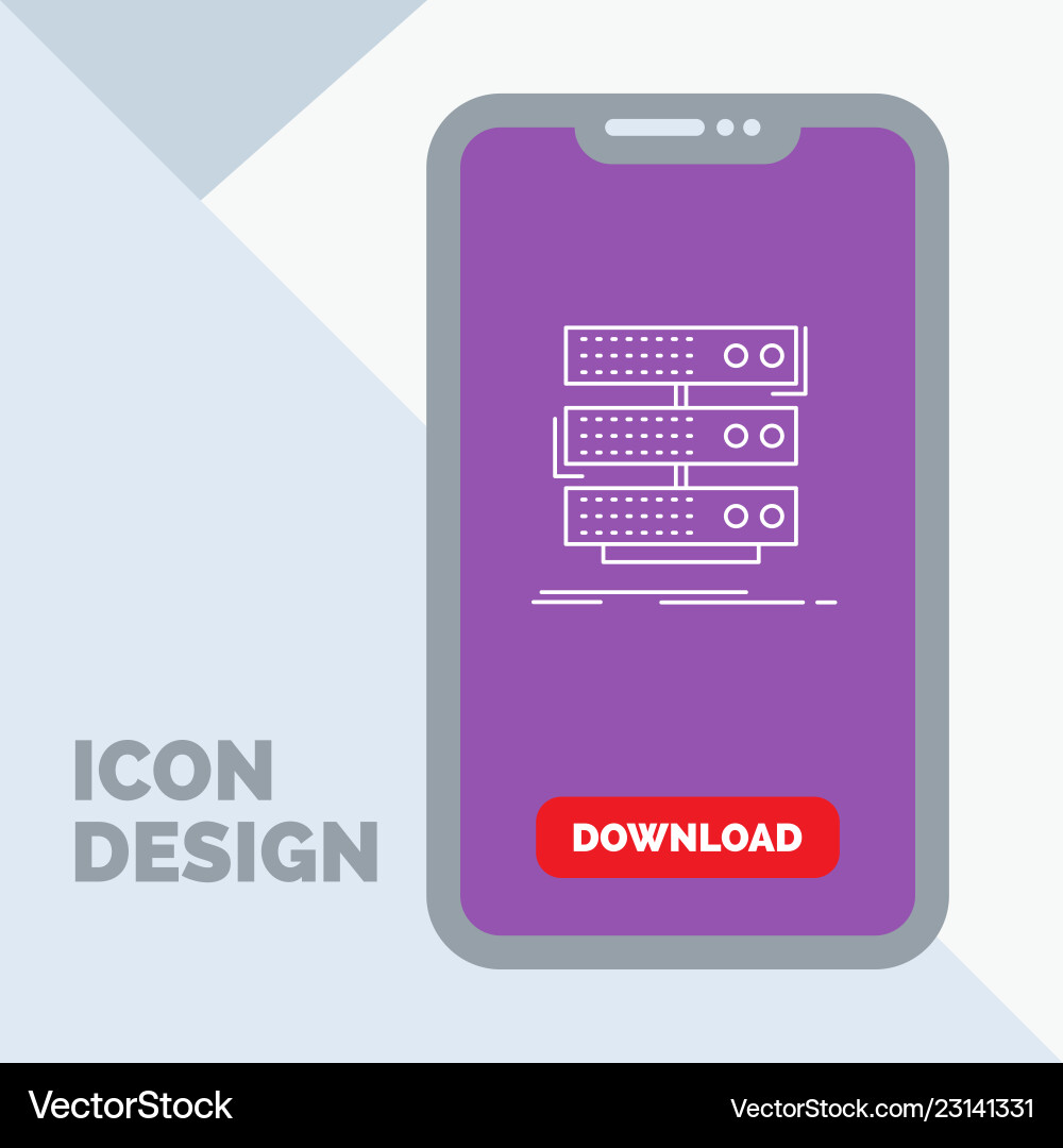 Server storage rack database data line icon Server storage rack database data line icon vector image