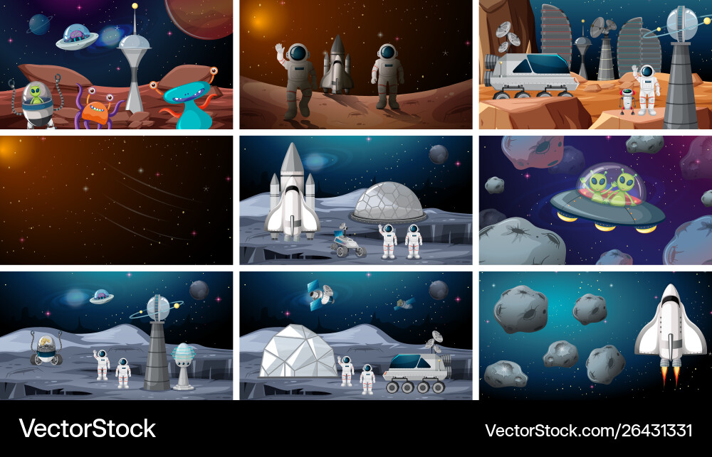 Set space backgrounds Set space backgrounds vector image