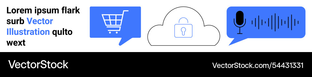 Shopping cart secure cloud and voice command Shopping cart secure cloud and voice command vector image