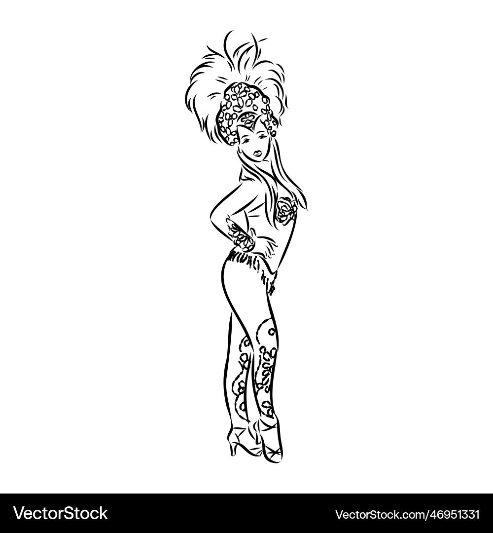 Sketch of samba dancer isolated on white Sketch of samba dancer isolated on white vector image