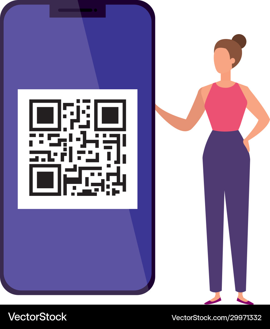 Businesswoman and smartphone device with scan code Businesswoman and smartphone device with scan code vector image
