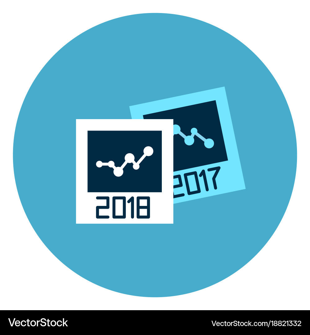Cards with data graphs and years reports icon web Vector Image