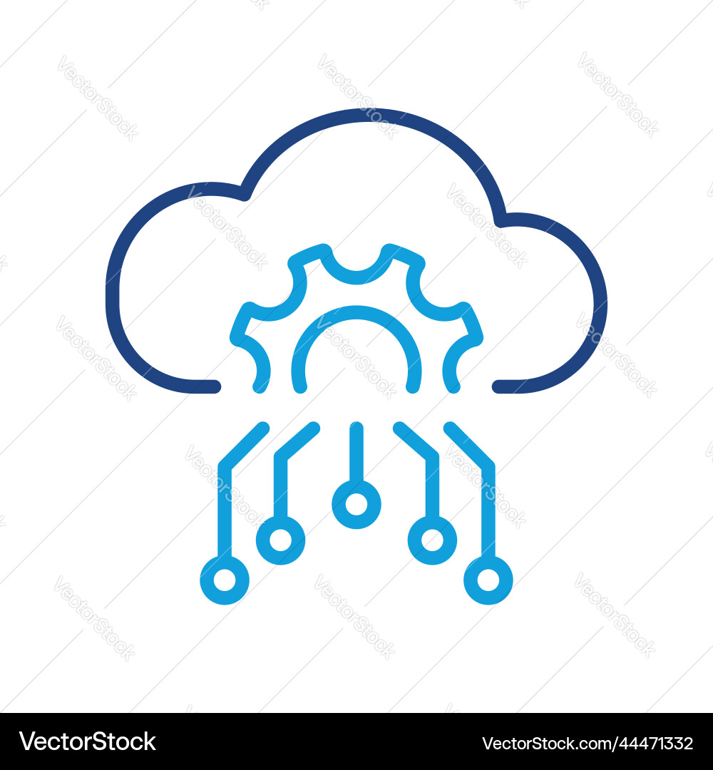 Cloud server setting color line icon Cloud server setting color line icon vector image
