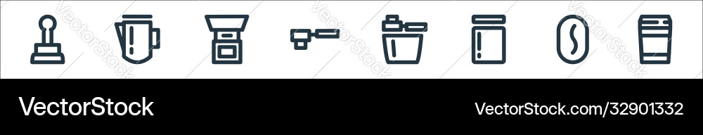 Coffee line icons linear set quality Coffee line icons linear set quality vector image