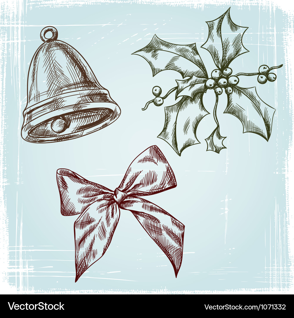 Festive Holiday Hand Drawn Set Vector Image