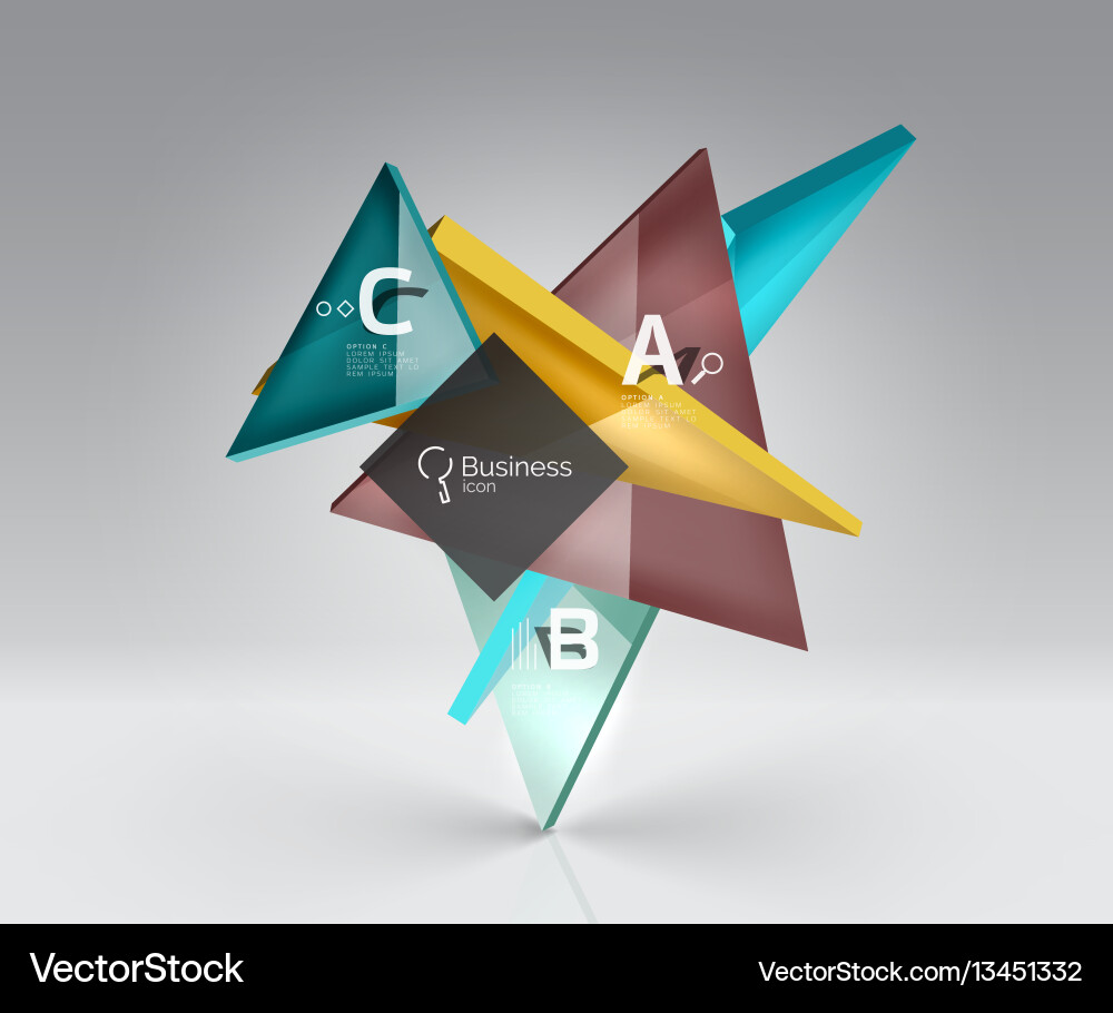 Glossy glass translucent triangles on 3d empty Glossy glass translucent triangles on 3d empty vector image