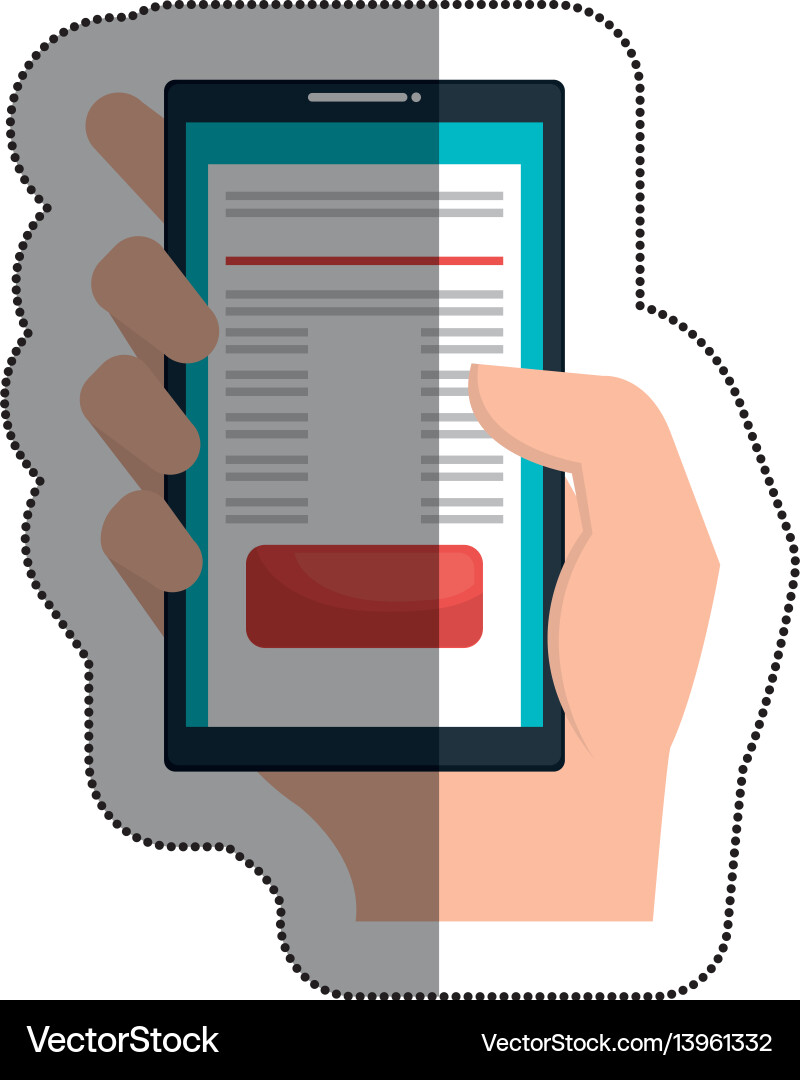 Hand user with smartphone device isolated icon Vector Image