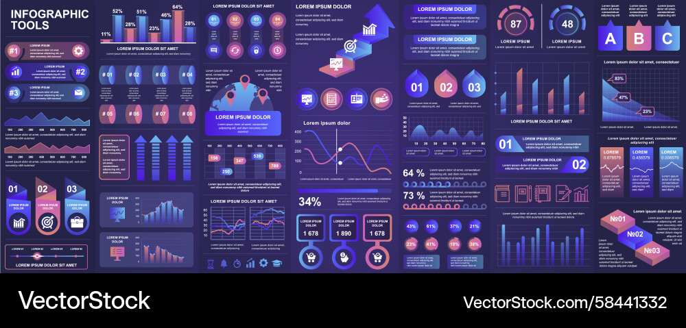 Infographic UI/UX Kit - Charts & Data Vector Image