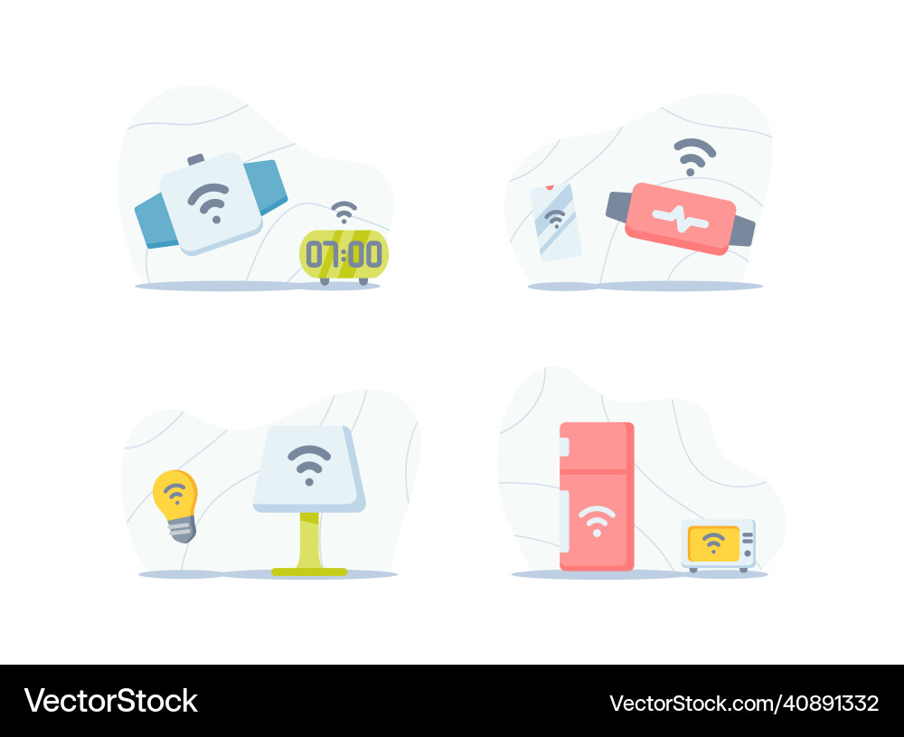 Iot internet of things technology simple icon set Vector Image