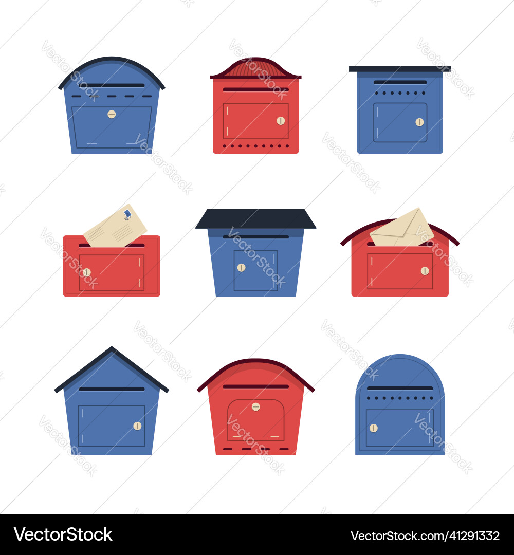 Mailbox collection in various style vector image