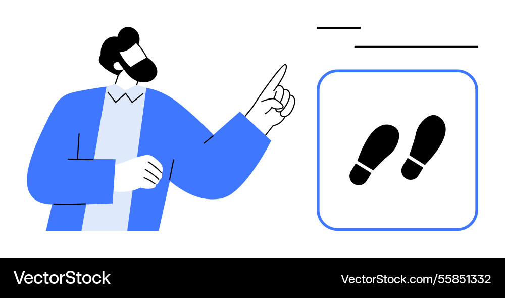 Man pointing towards steps inside framed square Vector Image