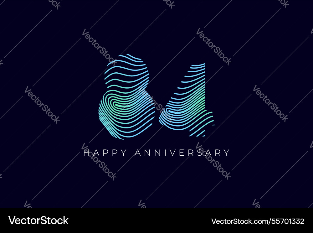Numeric design with line curve 84th happy Numeric design with line curve 84th happy vector image