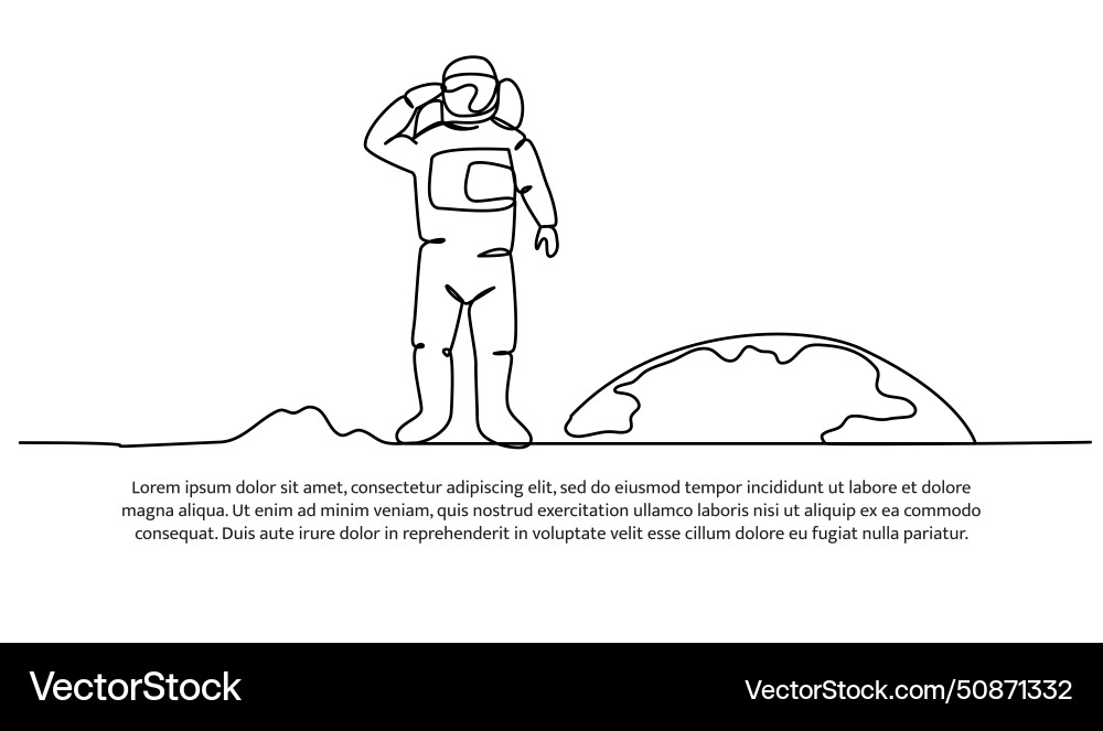 One continuous line of exploration in outer space vector image