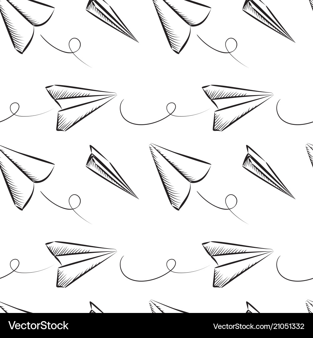 Paper plane seamless pattern vector image