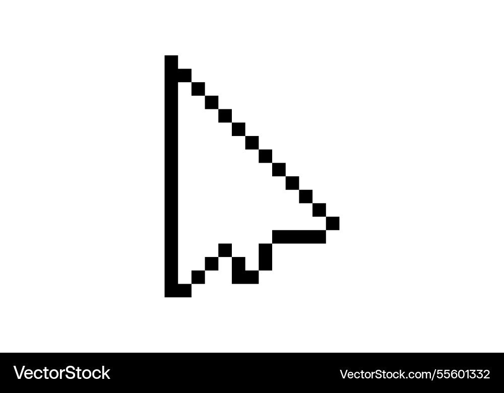 Pixelated computer mouse cursor icon in black Vector Image