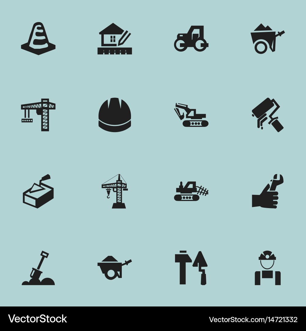 Set of 16 editable structure icons includes vector image