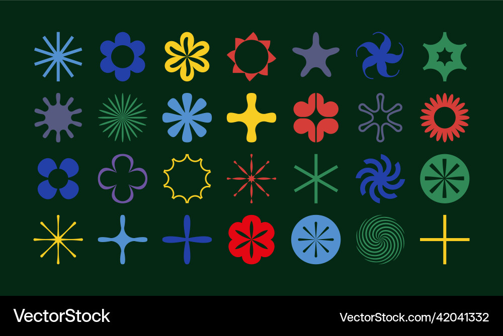 Set of simple abstract objects flowers Set of simple abstract objects flowers vector image