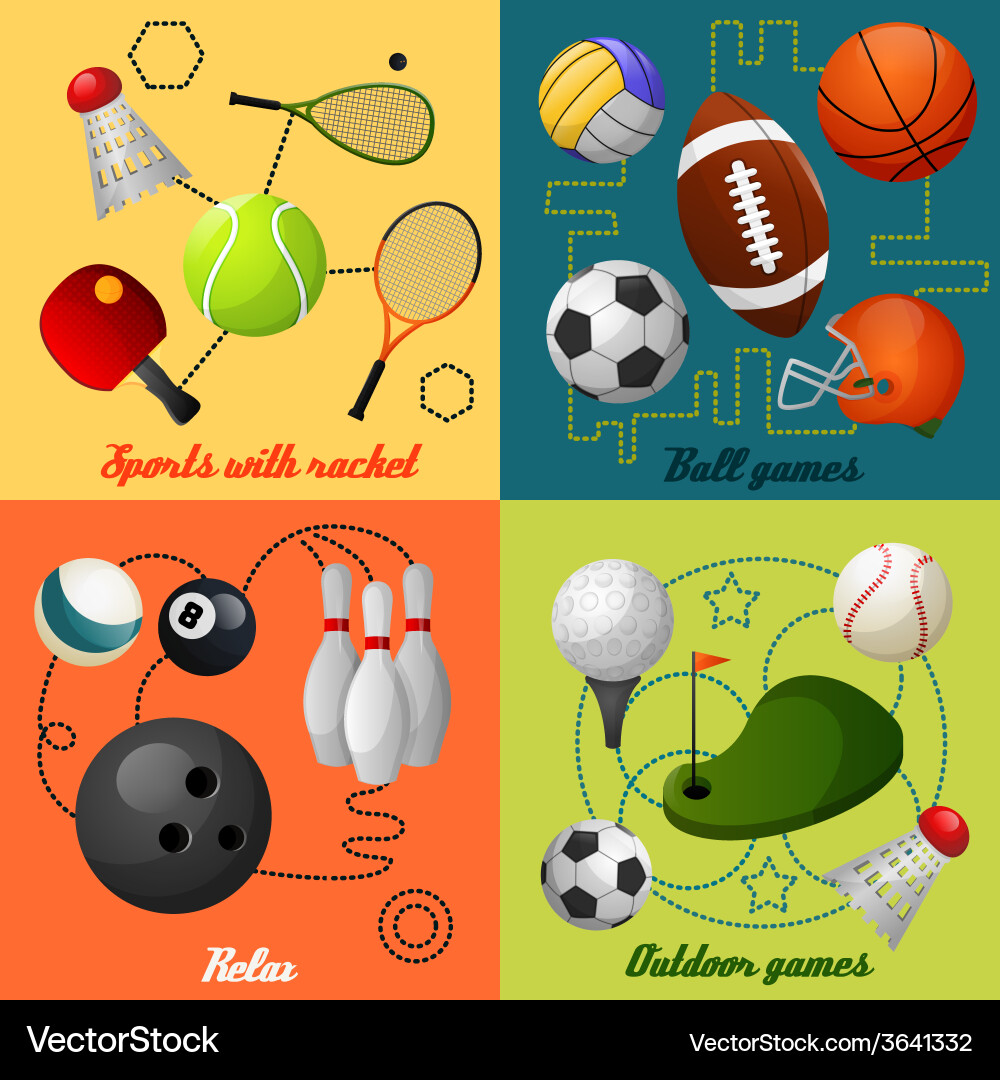 Sports Flat Icon Set Vector Image