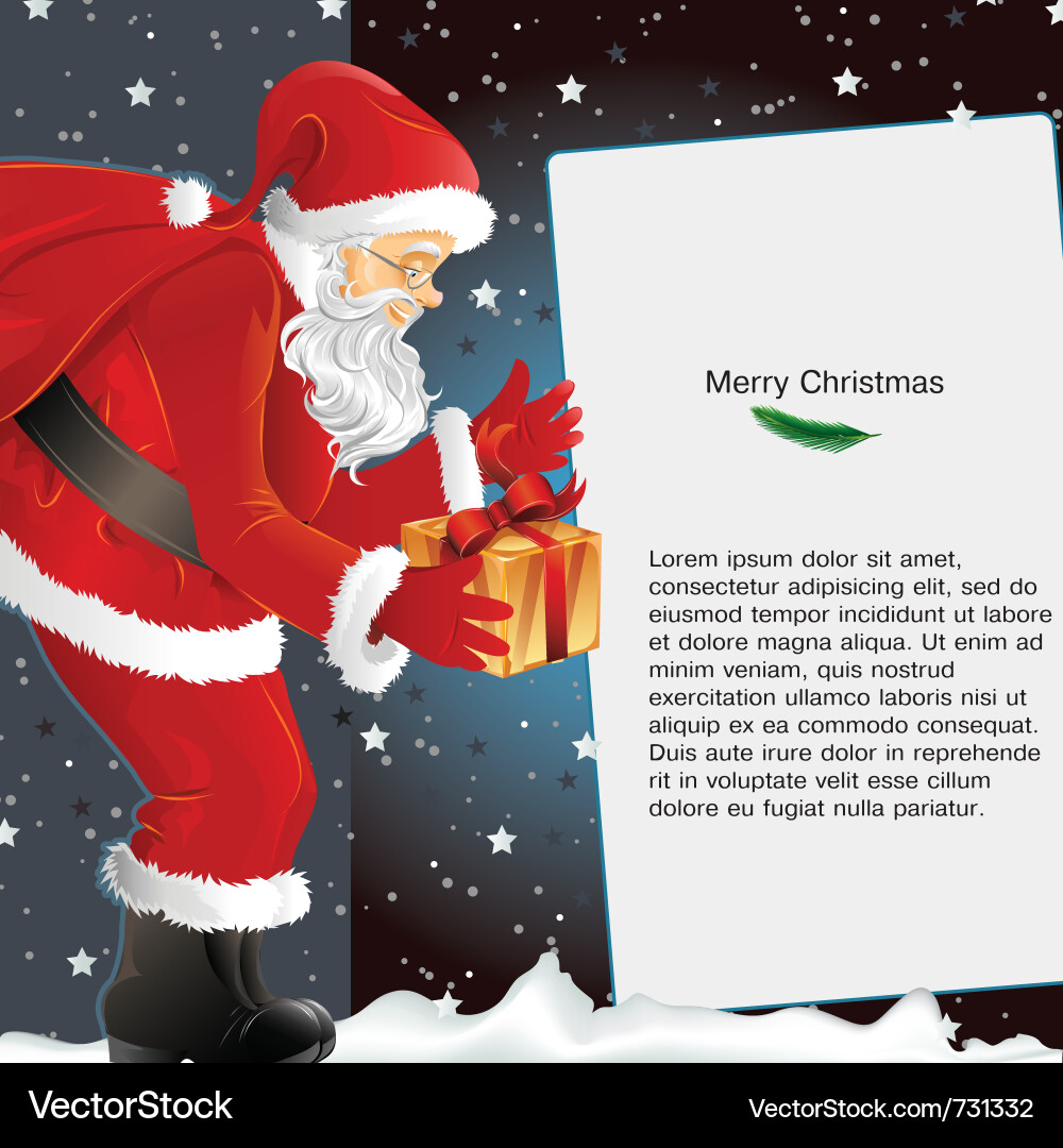 Weihnachtsmann Holding Geschenk - Weihnachts Hintergrund Vektorbild