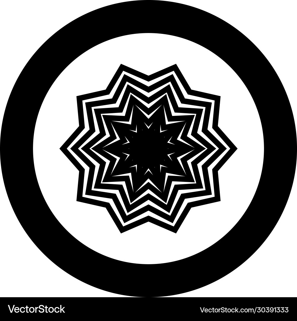 Abstract flower pattern icon in circle round Vector Image