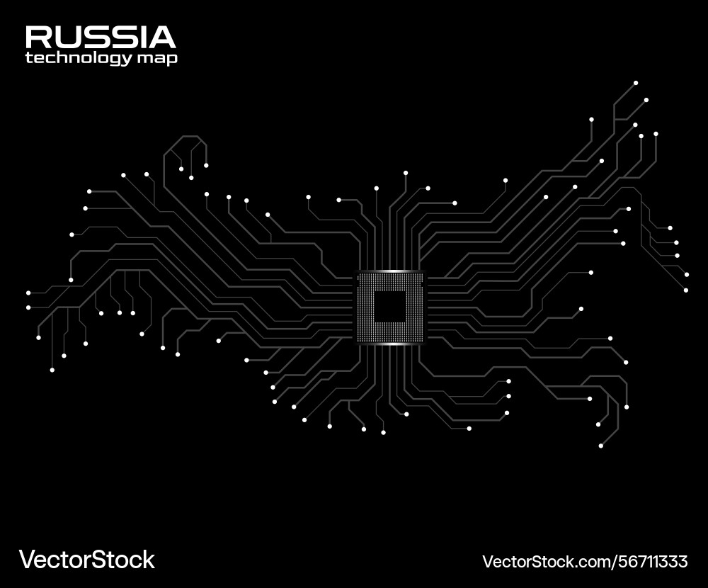 Abstract russia map with cpu circuit board Abstract russia map with cpu circuit board vector image